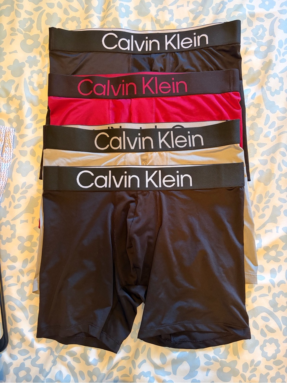 Calvin Klein Men's 4-Pack Performance Boxer Briefs — Black, Red, Grey